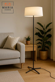 Slim Tripod Floor Lamp with White Drum Shade