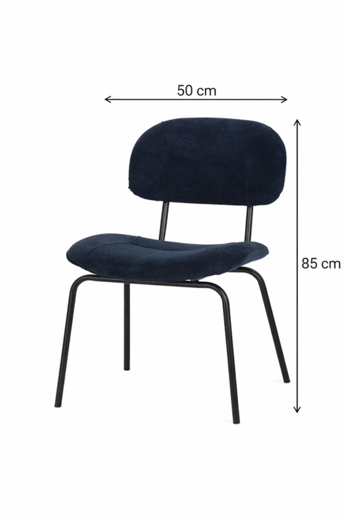 Modern Blue Velvet Dining Chair with Black Metal Legs Comfortable Dining Room Chair