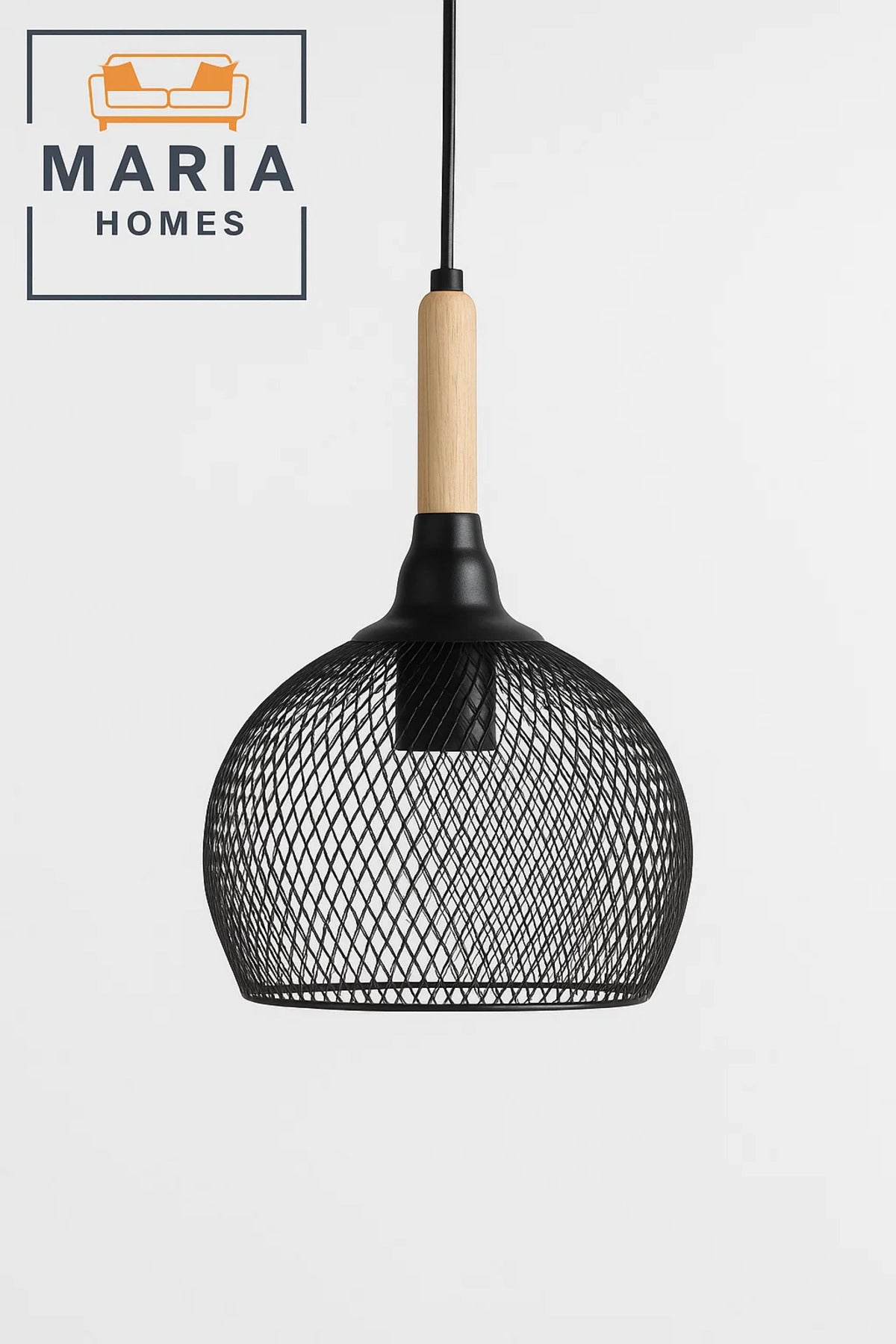 Modern Triple Drop Pendant Light in Grey and Wood
