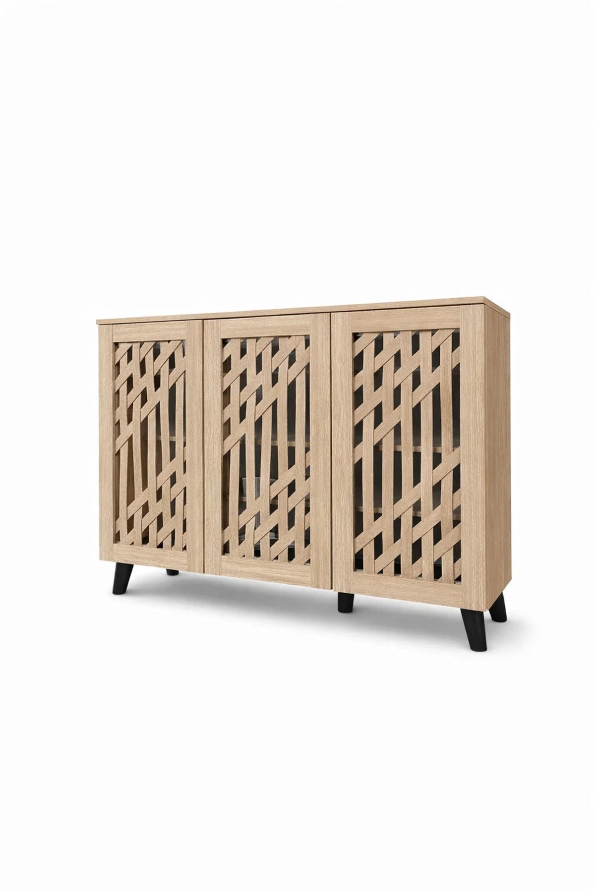 Premium Wooden Shoe Storage Cabinet with Breathable Lattice Doors for Modern Hallway Home Decor