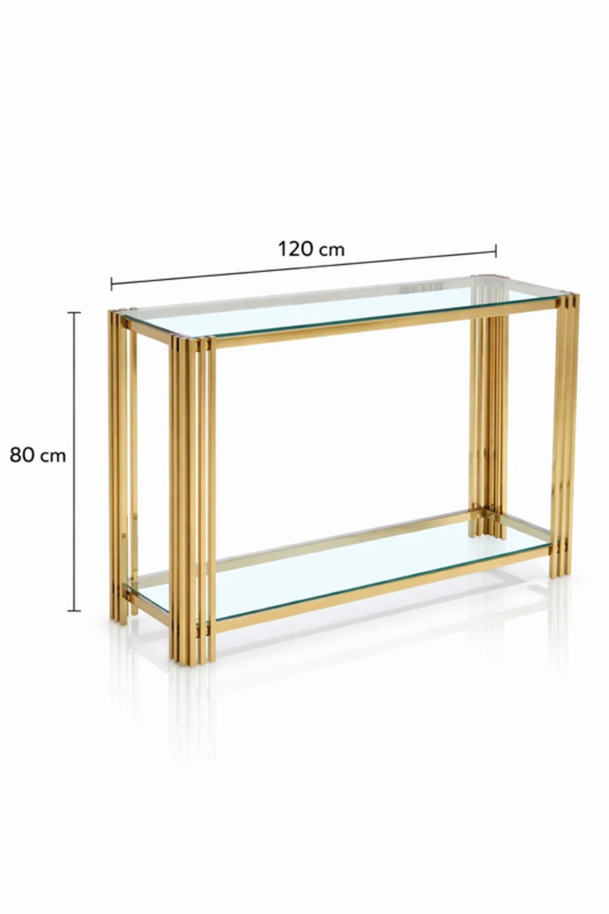 Modern Glass Console Table with Gold Metal Frame