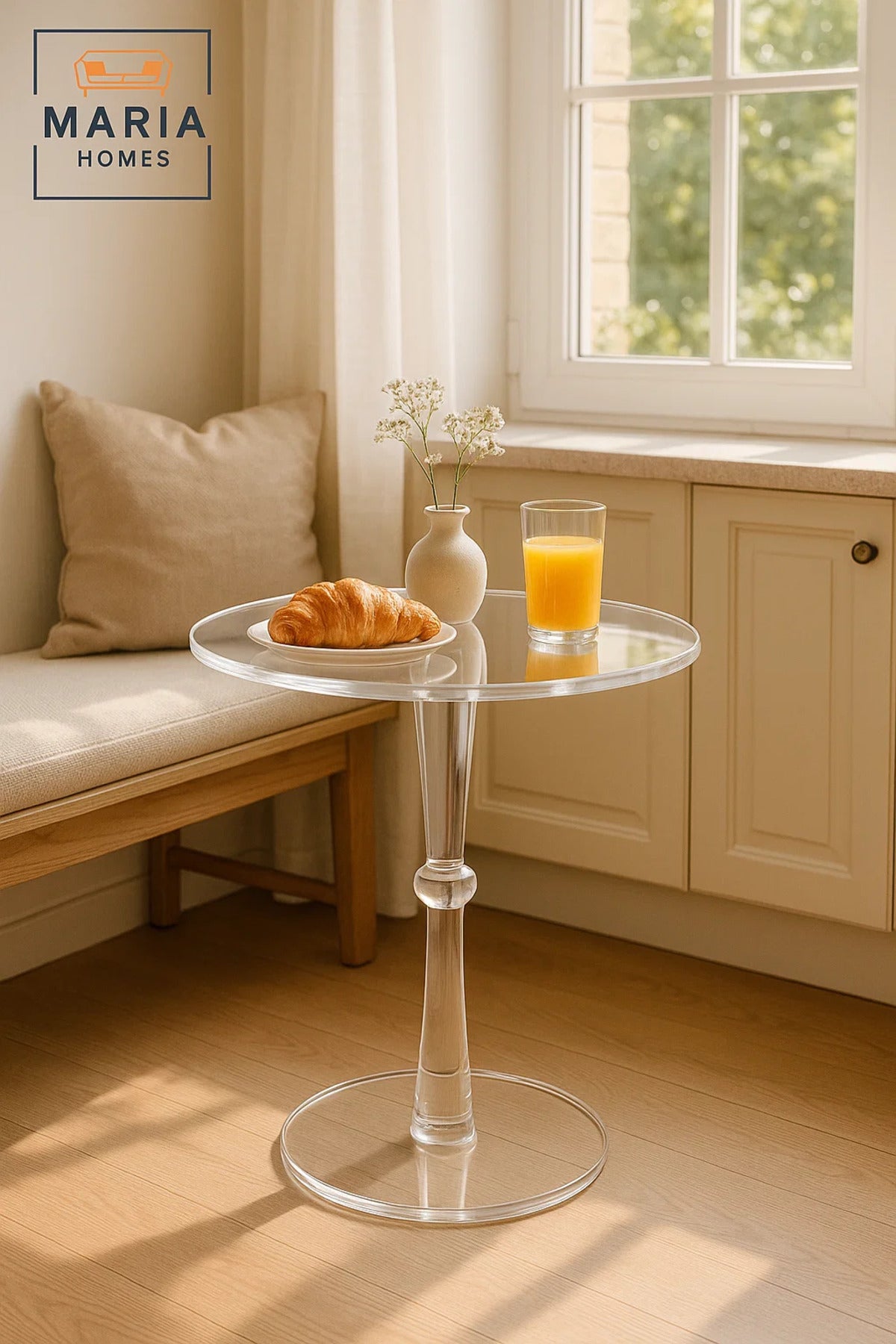 Clear Acrylic Round Side Table 50_50_55 cm √ê Modern Crystal Style Accent Table