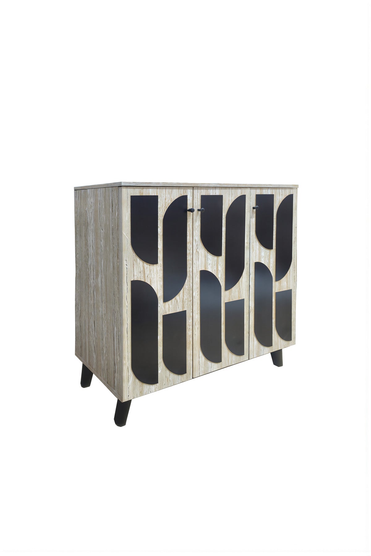 Beige Shoe Cabinet 90_34_91 cm √ê Modern Shoe Organizer with Decorative Doors