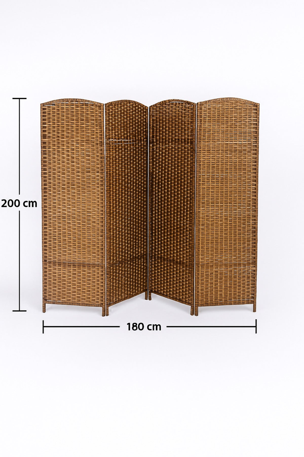 4-Panel Rattan Room Divider Ð 200_180 cm Foldable Privacy Screen in Mixed Brown Color