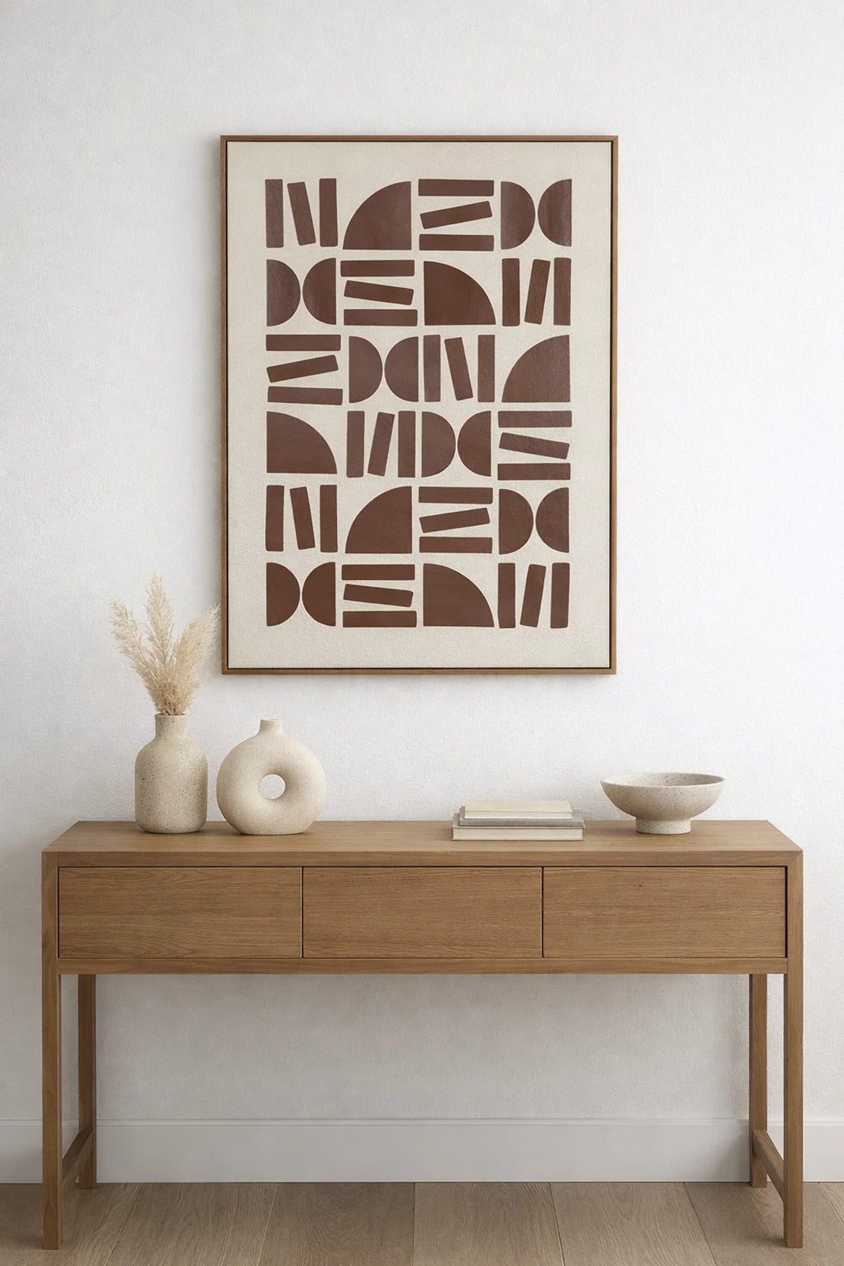 Abstract Geometric Wall Art with Wooden Frame 123 x 83 cm