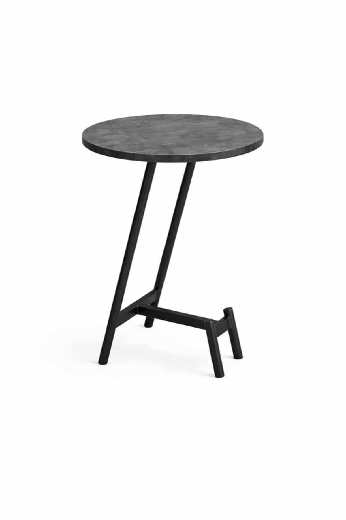 Modern D.Grey Side Table with Sleek Metal Base, 45x45x60 CM modern grey side