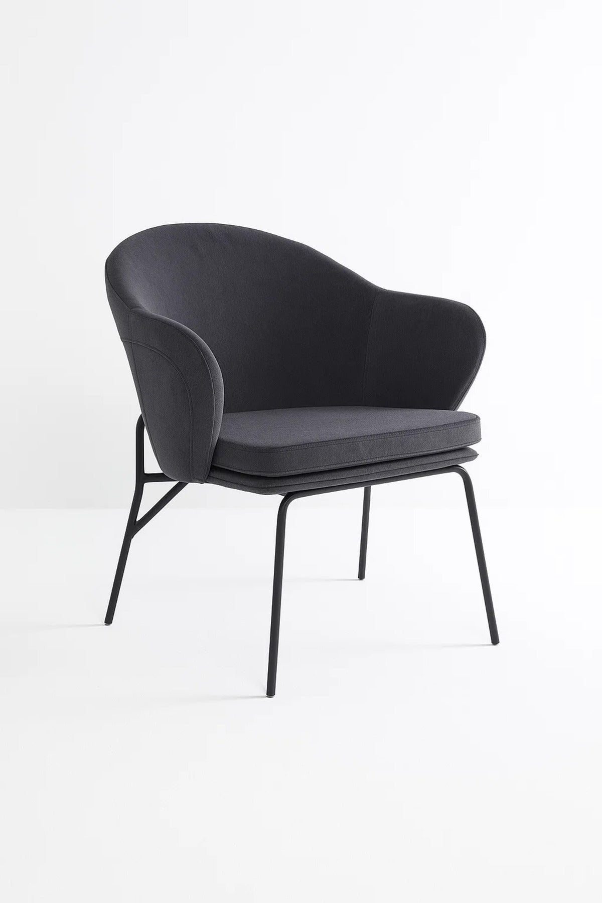 Dark Grey Accent Armchair, Modern Fabric Lounge Chair for Living Room, Office Cabin & Study Room