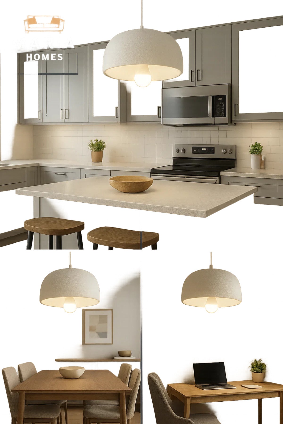 Oversized Textured White Dome Pendant Light