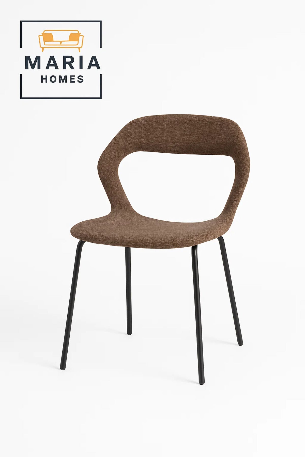 Modern Curved-Back Upholstered Dining Chair Ð Brown Fabric