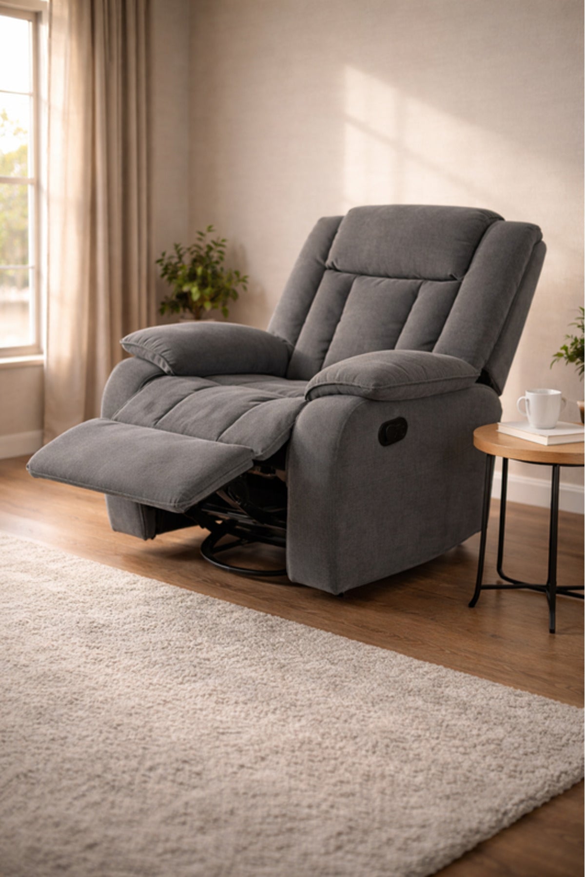 Comfortable Dark Grey Recliner Chair with Adjustable Reclining Feature comfortable dark