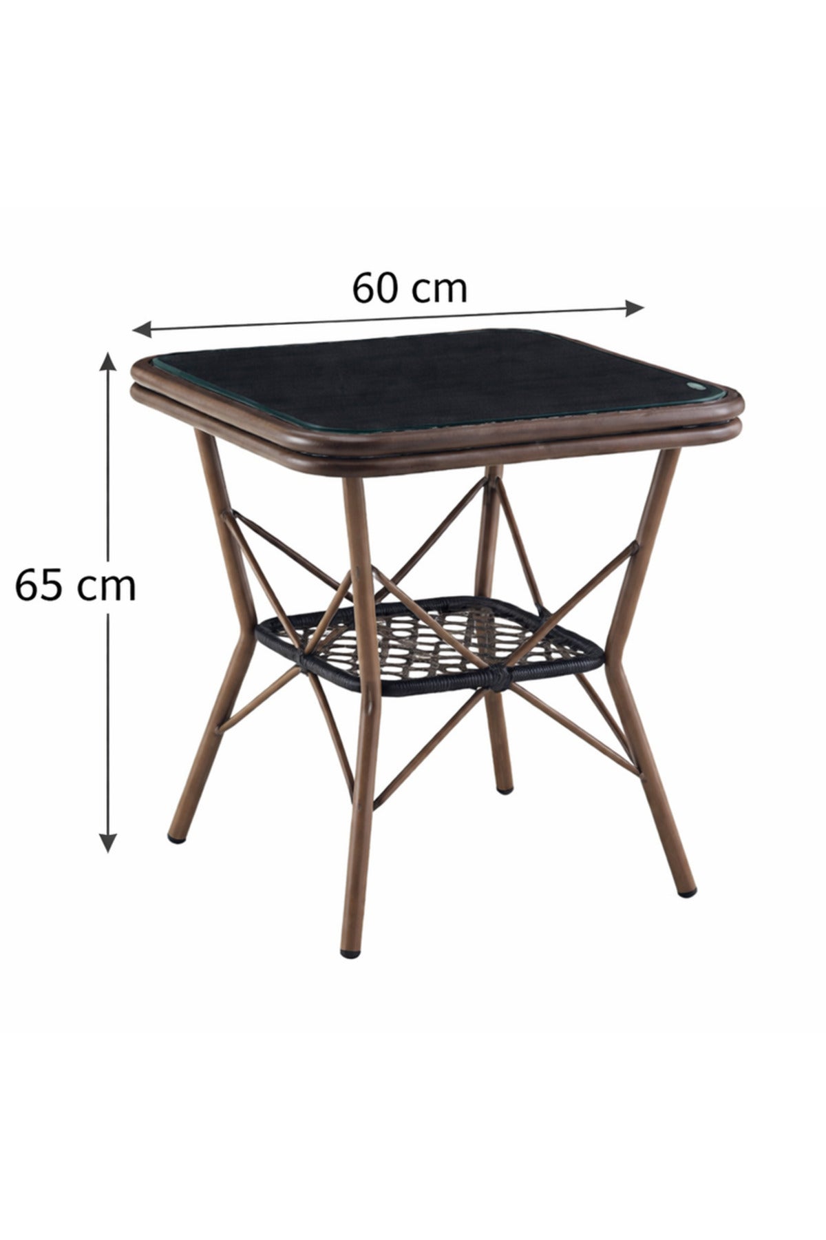 Modern Coffee Square Table with Marble-Effect Top & Metal Cross Base