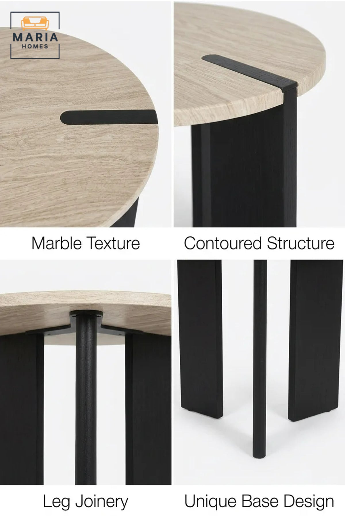 Modern Round Side Table with Wooden Top & Wooden Base, Contemporary End Table for Living Room, Bedroom, Office & Lounge