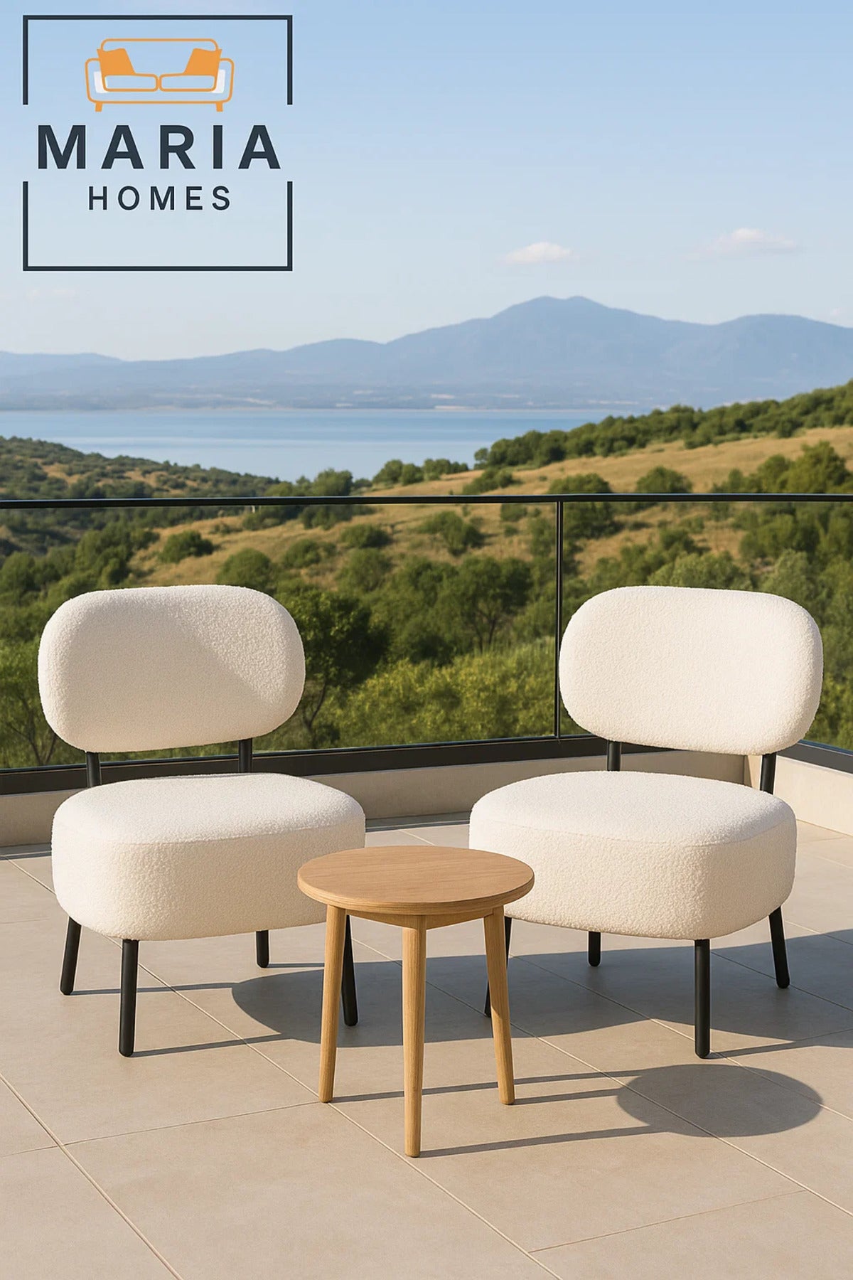 Modern White BouclŽ Accent Chair with Wide Seat Ð Cozy Lounge Chair for Living Room or Office