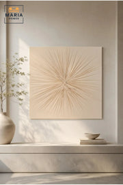 Beige Radiating Textured Wall Art Ð Modern Abstract Sunburst Relief Decorative Panel