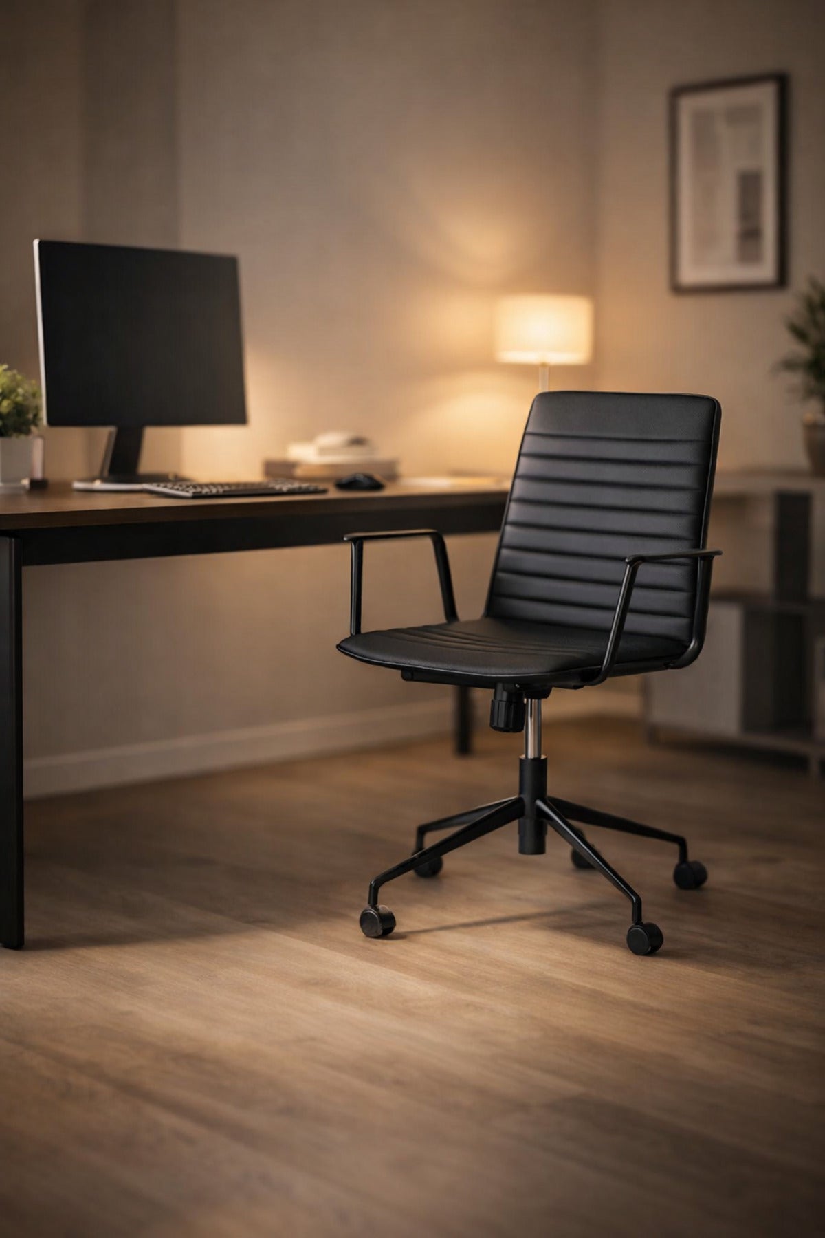 Orange Office Chair with Wheels √ê Modern Ergonomic Computer Chair with Armrests