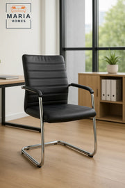 Black Leather Visitor Chair with Chrome Base Ð Comfortable Office Guest Seating