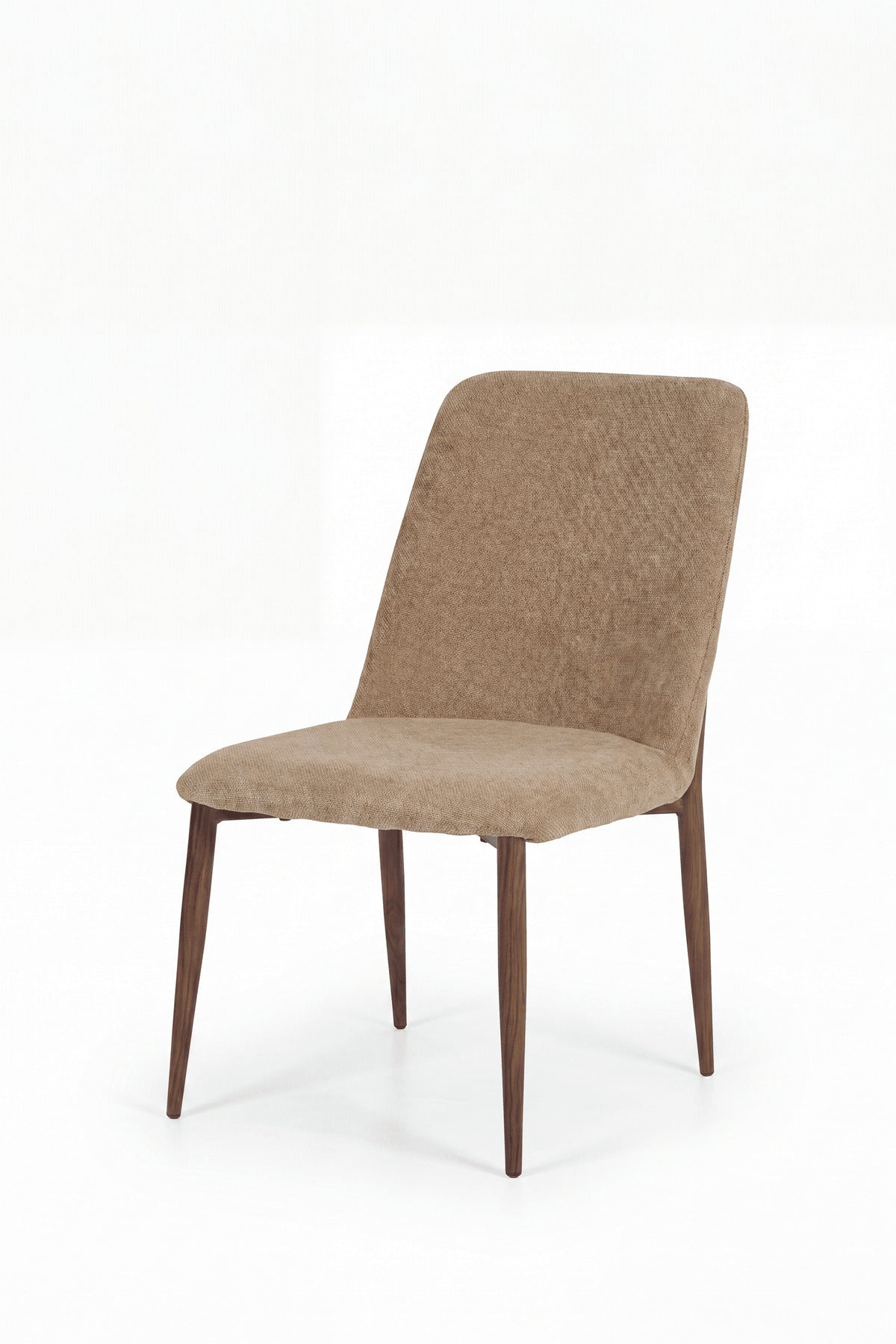 Coffee Upholstered Dining Chair with Wood Print Legs, Modern Accent Seating