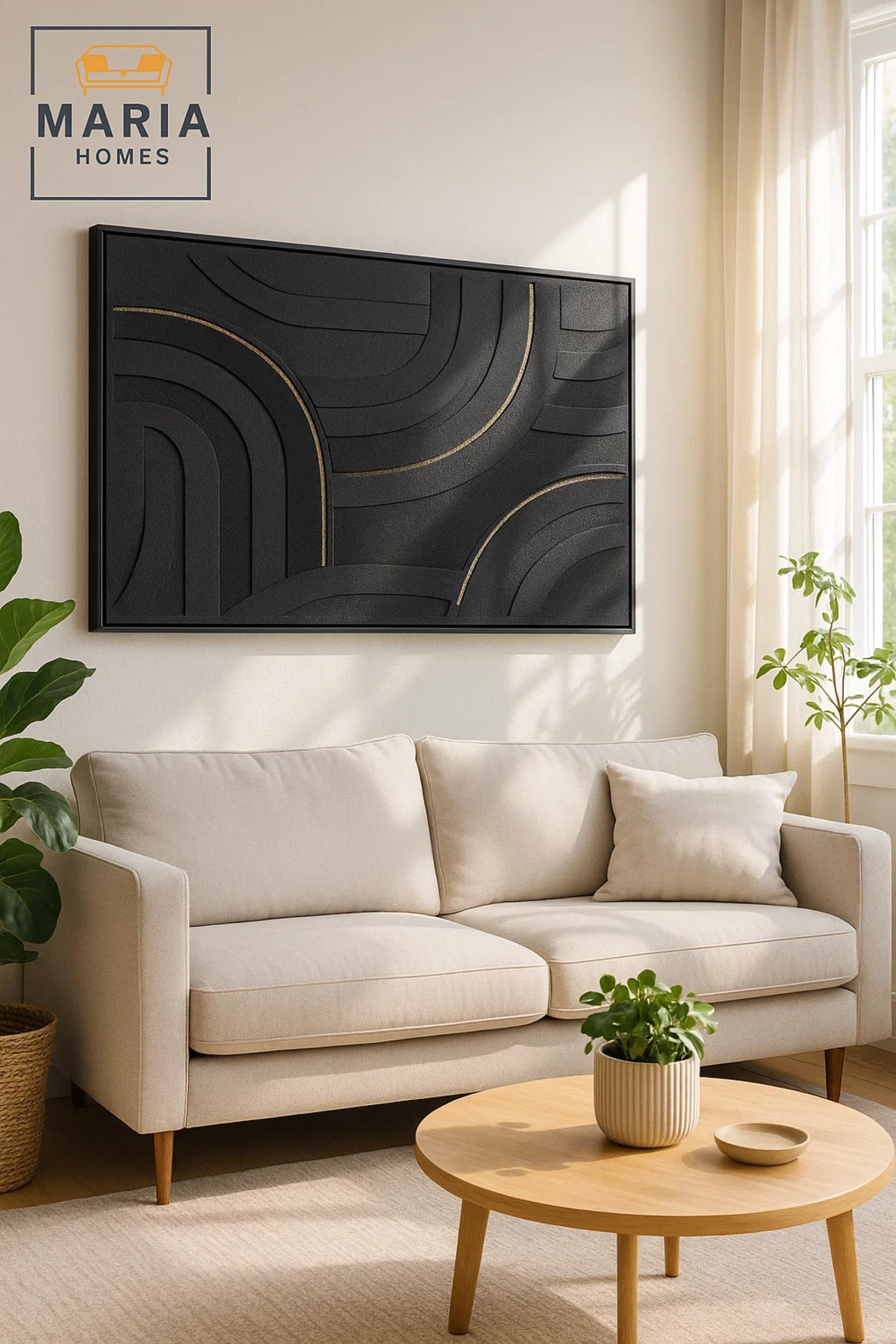 Modern 3D Black Wall Art 80_120 | Luxury Textured Panel | Abstract Home DŽcor