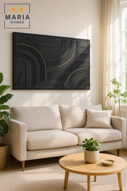 Modern 3D Black Wall Art 80_120 | Luxury Textured Panel | Abstract Home DŽcor