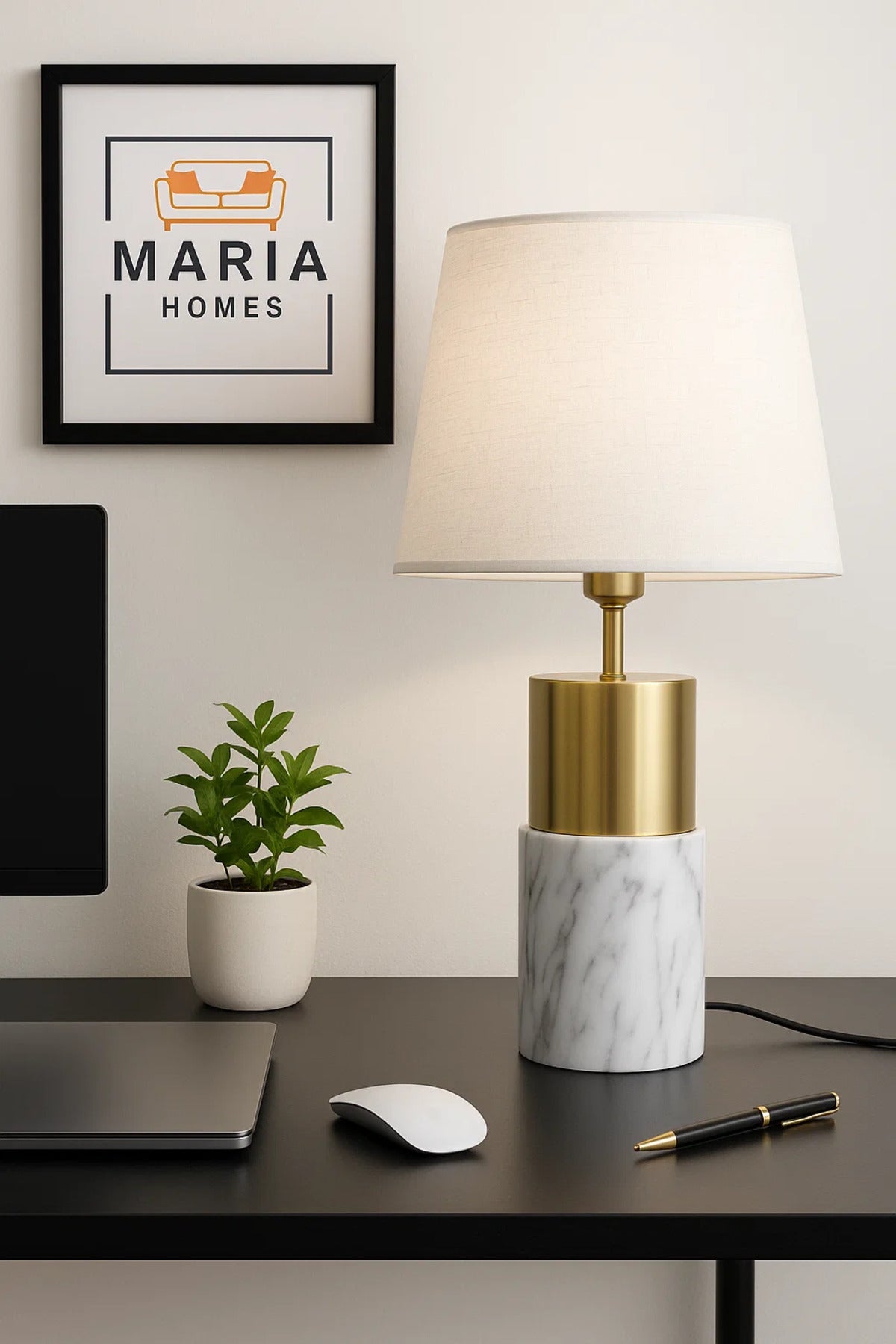 Modern Marble and Gold Table Lamp
