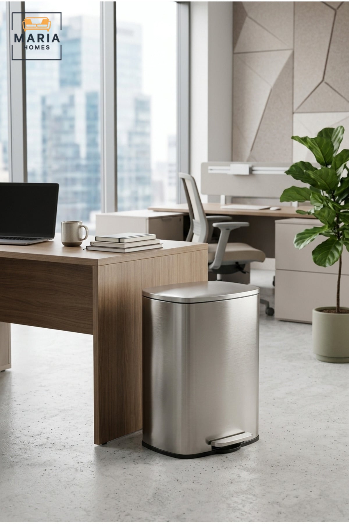 Stainless Steel Rectangular Pedal Trash Bin with Lid, Slim Hands-Free Waste Container for Kitchen, Bathroom, Bedroom, Office and Hotel