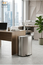 Stainless Steel Rectangular Pedal Trash Bin with Lid, Slim Hands-Free Waste Container for Kitchen, Bathroom, Bedroom, Office and Hotel