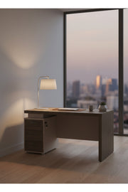 Modern Dark Wood Office Desk with 3 Drawer Storage
