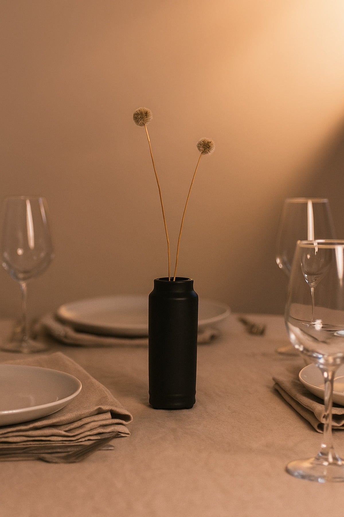 Black Ceramic Vase Ð Tall Minimalist Modern Decorative Piece