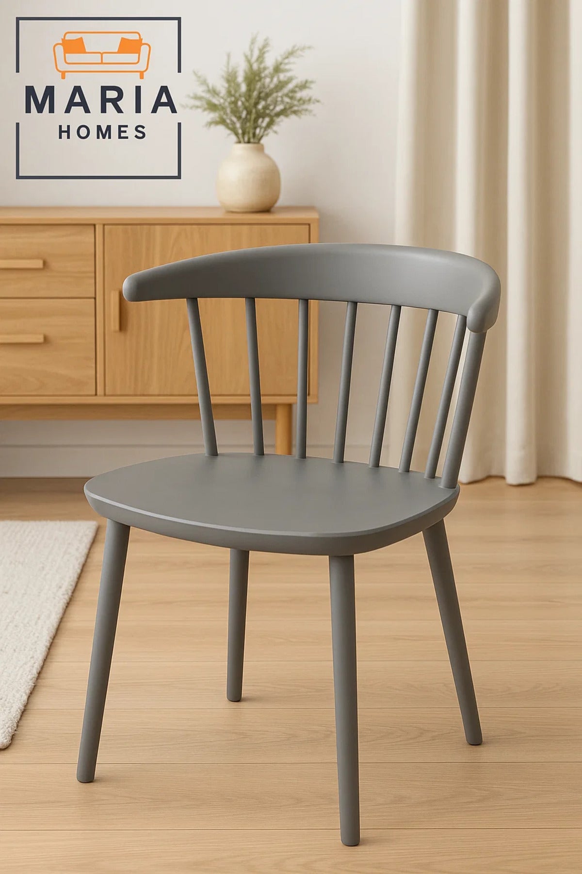 Gray Modern Plastic Dining Chair with Curved Back Ð Minimalist Scandinavian Design