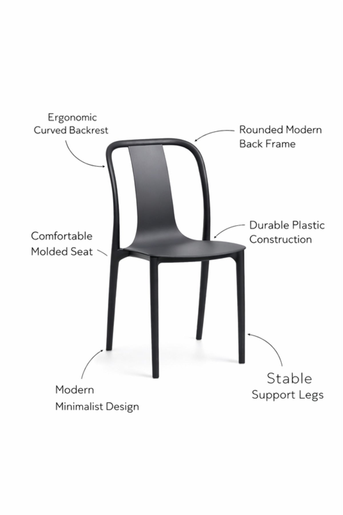 Dark Grey Plastic Chair, 88x41x47 CM dark grey plastic Garden Chair