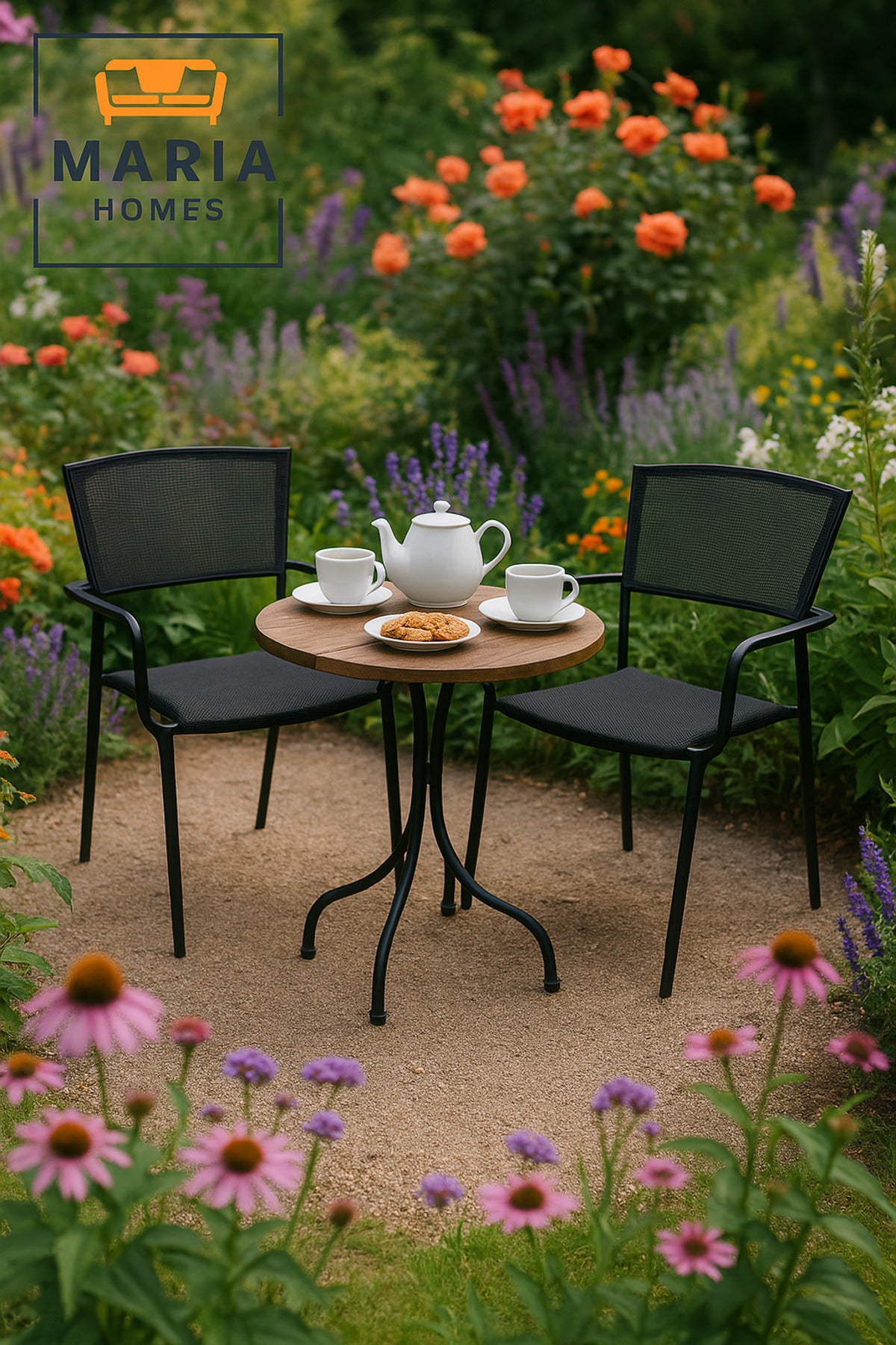 Black Metal Outdoor Chair with Armrests Ð Durable Patio & Garden Dining Seat