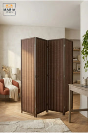 Four-Panel Folding Room Divider with Woven Design, Freestanding Privacy Screen for Bedroom, Living Room, Dressing Area, Office and Studio