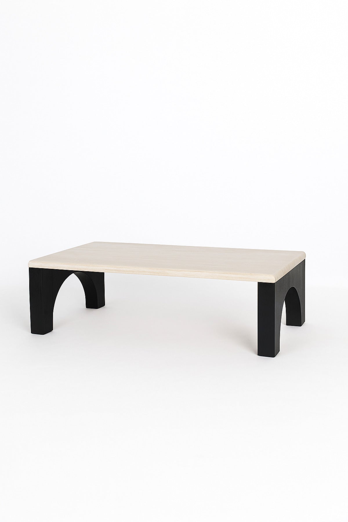 Modern Wooden Coffee Table with Black Arched Legs Elegant Center Table for Living Room 130_70_45 cm