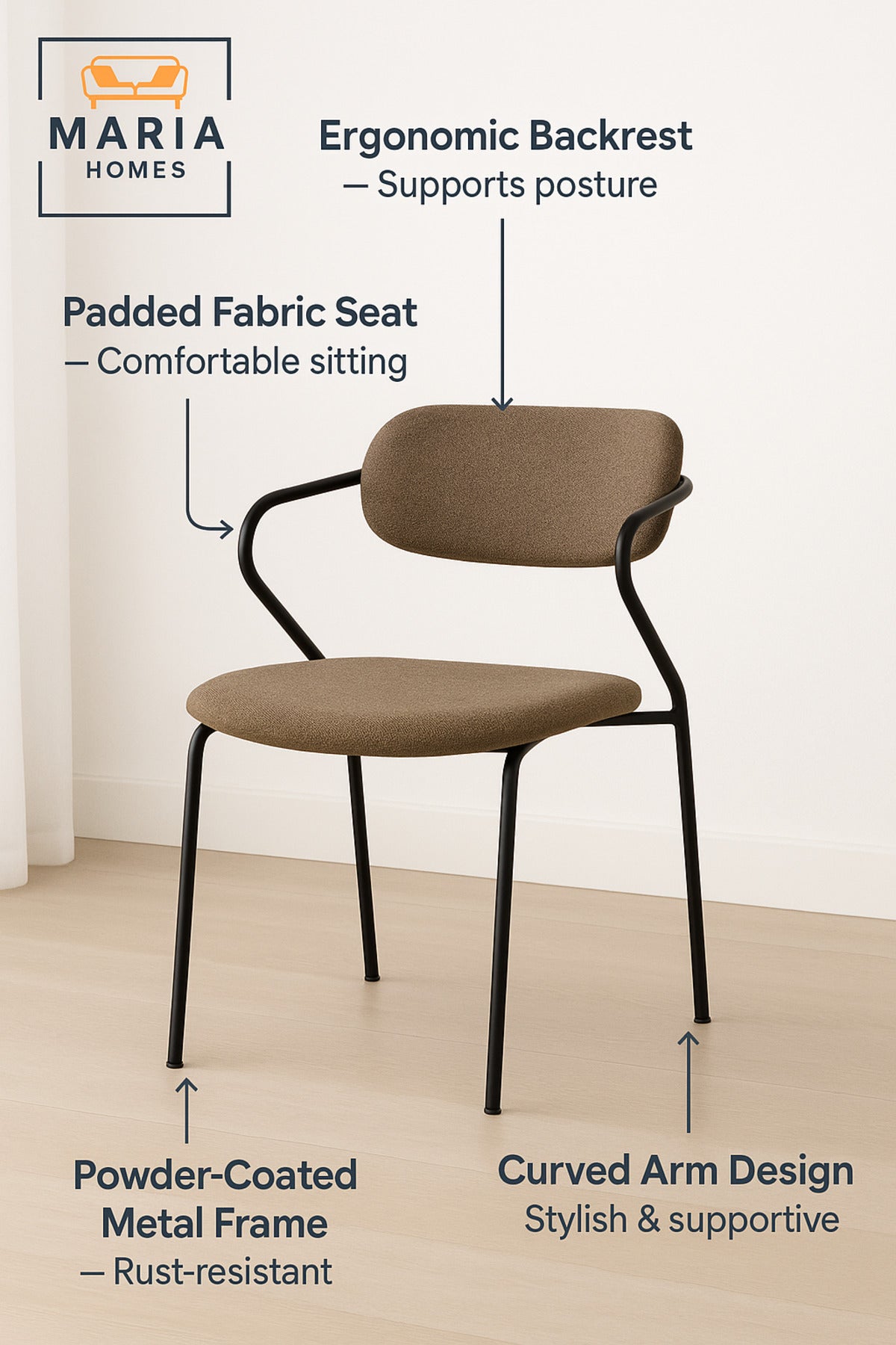 Gray Dining Chair Ð Modern Minimalist Seating for Home, Office, and CafŽ