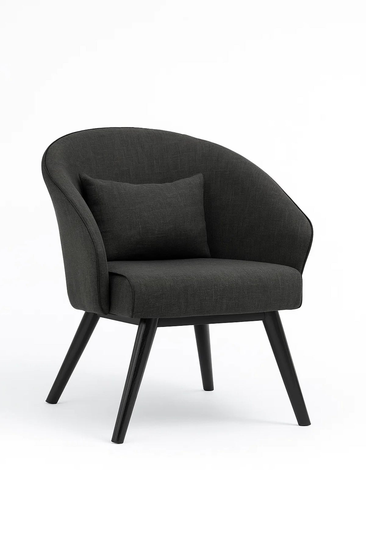 Black Fabric Accent Chair with Cushion, Modern Armchair for Living Room, Bedroom & Office Cabin
