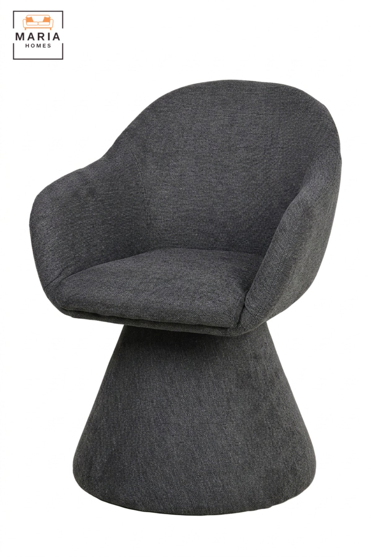 Modern 360° Swivel Dining Chair with Curved Backrest, Integrated Armrests & Pedestal Base | Upholstered Dining Room and Kitchen Chair