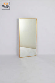 Modern Gold Rectangular Floor Mirror with Slim Metal Frame, Large Leaning Dressing Mirror for Bedroom, Wardrobe, Entryway, Salon and Boutique