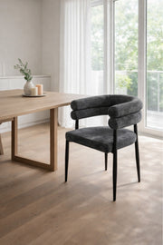 Dark Grey Fabric Arm Dining Chair 76x52x49cm Modern dark grey fabric Kitchen