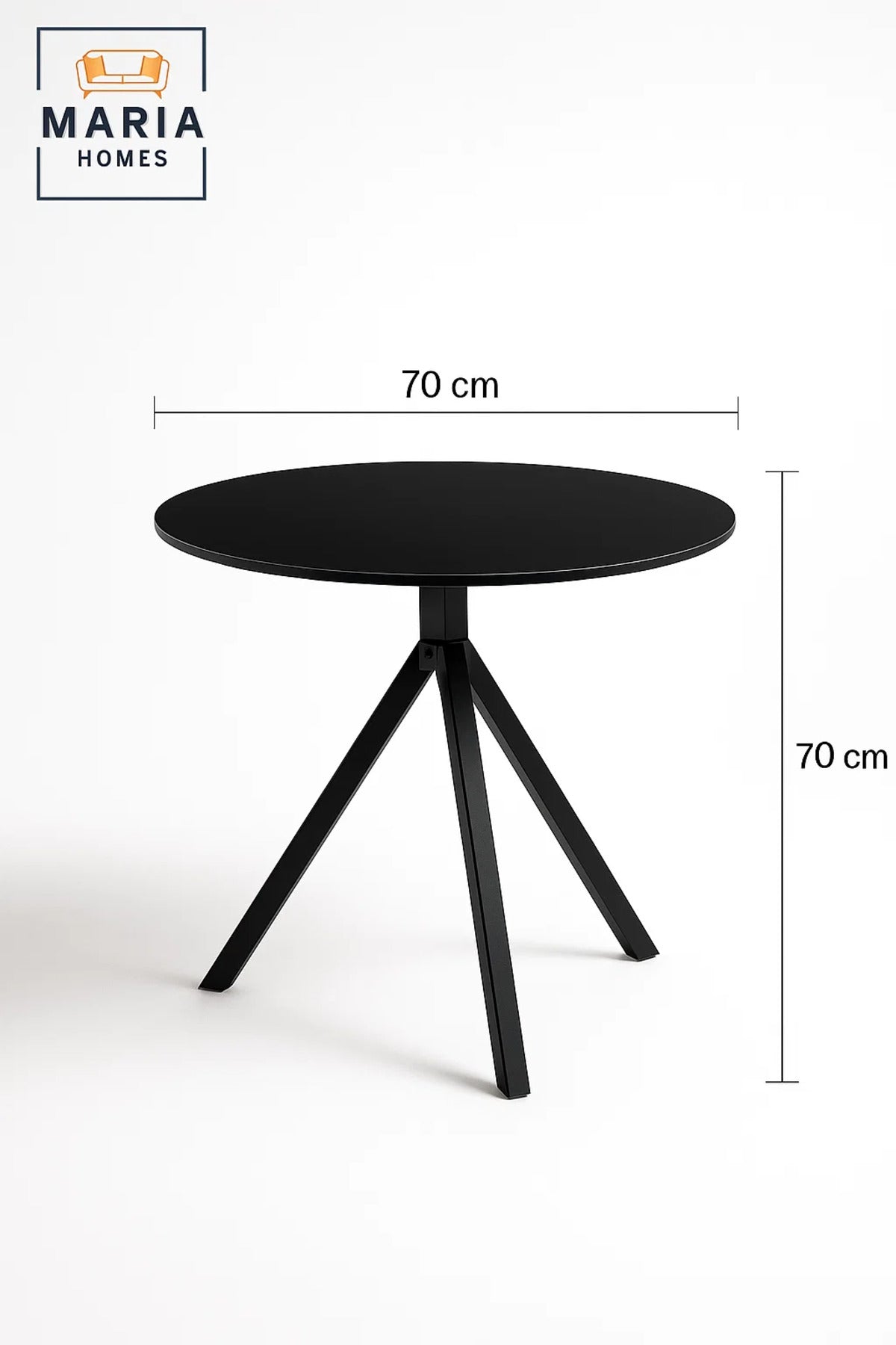 Round Black Dining Table √ê Modern Caf≈Ω, Restaurant, Office & Home Metal Furniture 70_70 cm