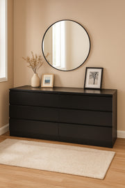 Black Wooden Drawer Cabinet 160_48_79 cm Ð Modern 6-Drawer Dresser for Bedroom, Living Room & Office