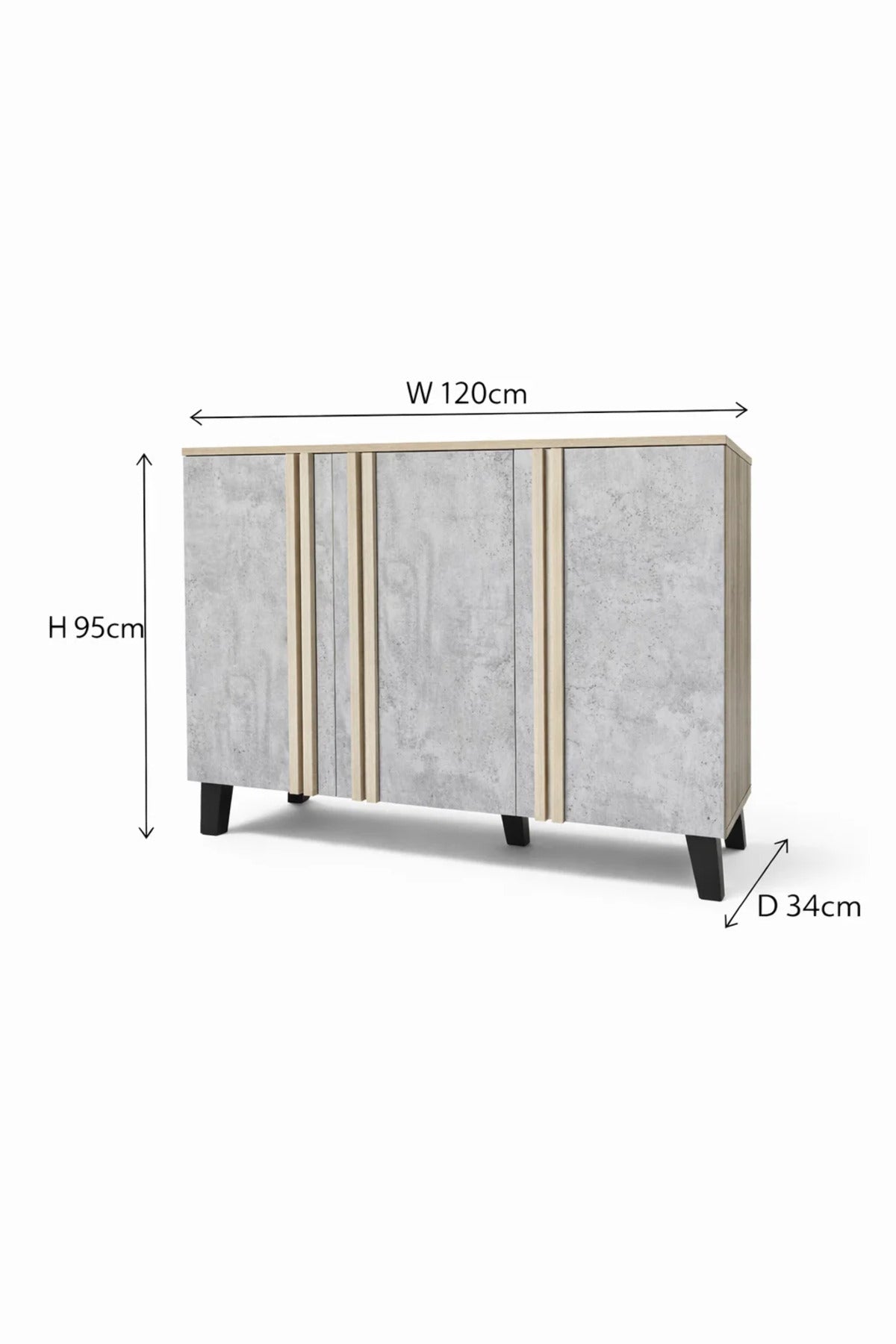 Stylish Grey and Wood Shoe Cabinet Hallway Storage Unit Malaysian Quality Furniture 120cm Wide