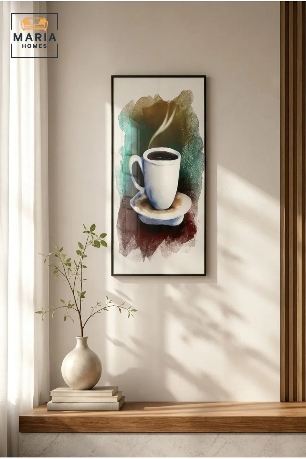 Modern Coffee Cup Framed Wall Art Ð Abstract CafŽ Painting for Kitchen, Dining Room, Coffee Corner & Living Room DŽcor