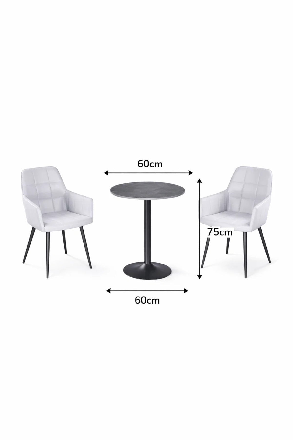 Stylish Grey 3-Piece Conversation Set with Two Armchairs and Round Table for Modern Interiors