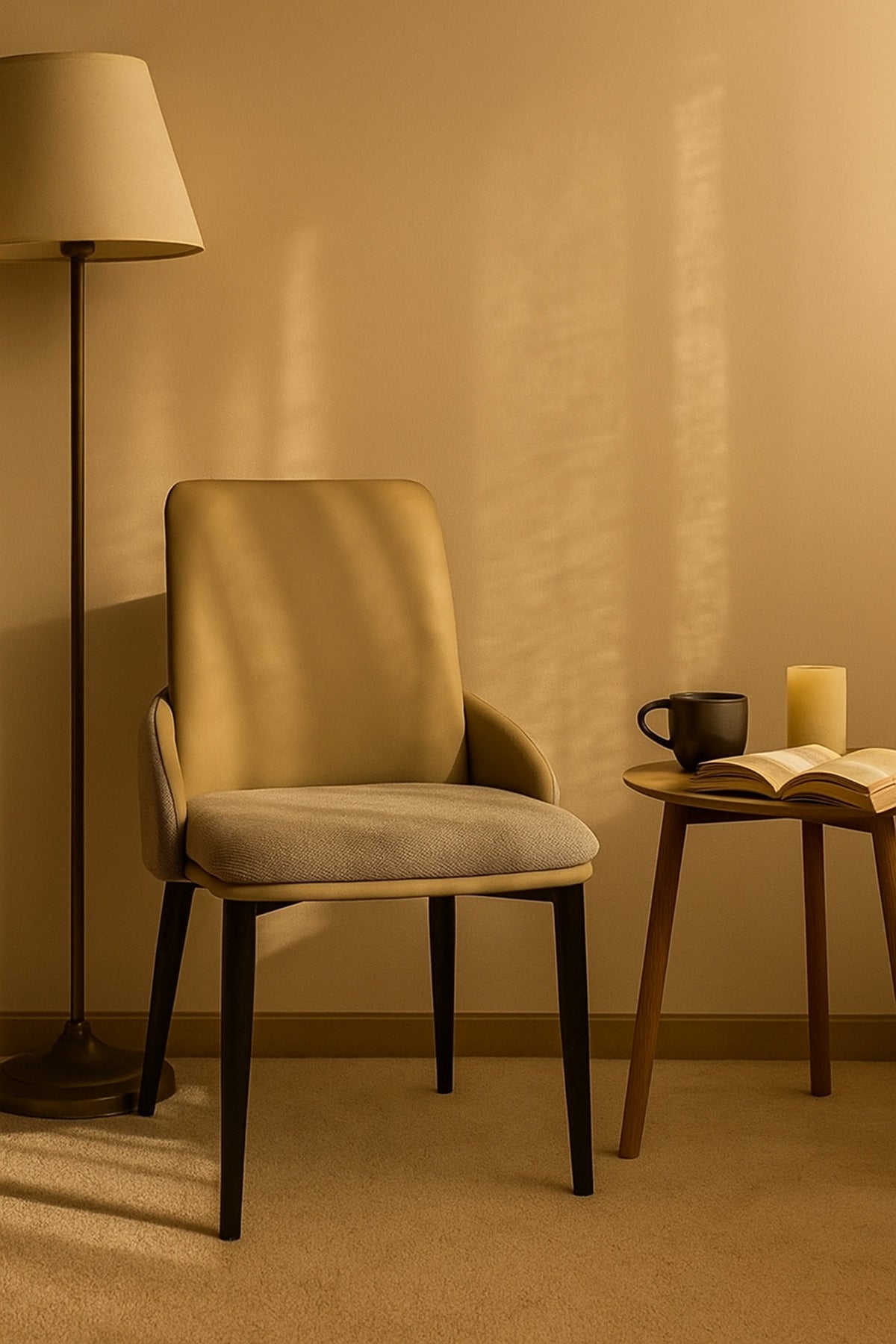 Gray Dining Chair Ð Modern Upholstered Chair with PU Leather Back and Fabric Seat for Dining Room &