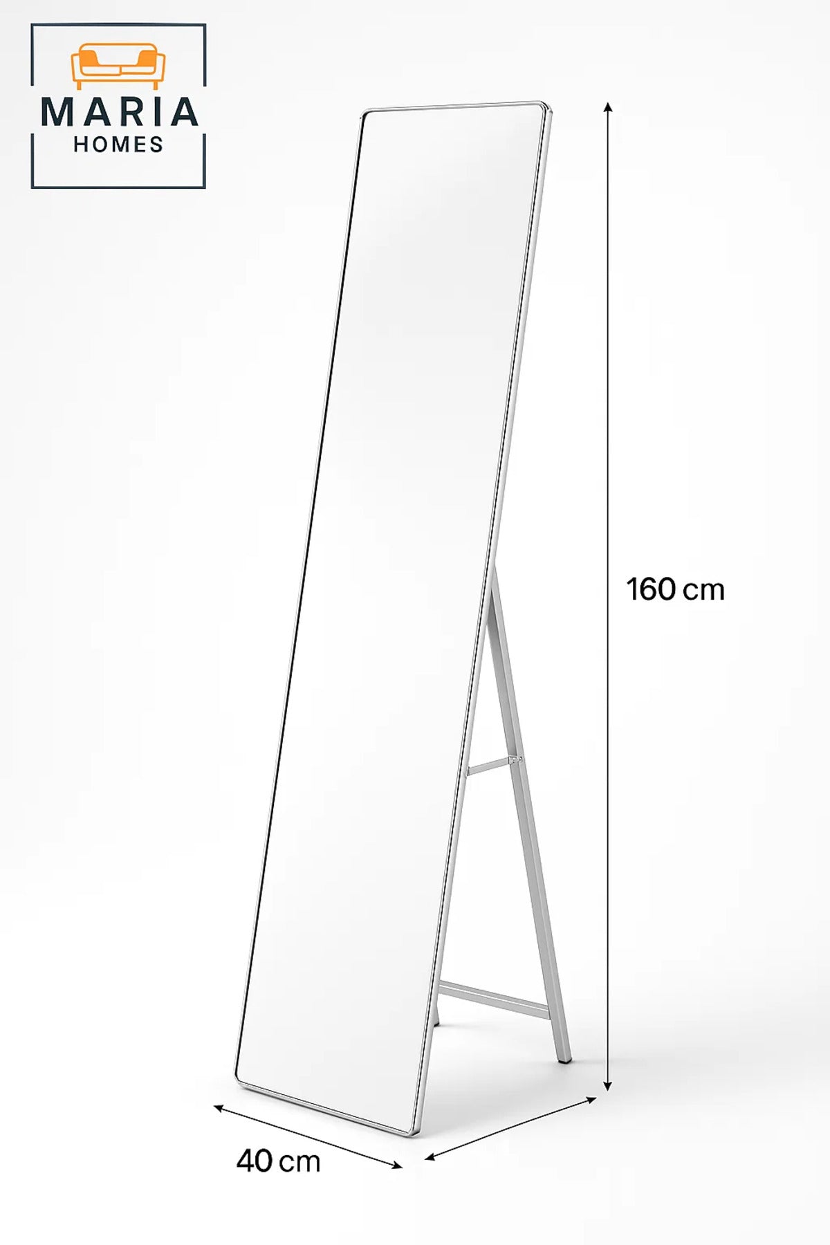 Full Length Silver Frame Standing Dressing Floor Mirror for Bedroom D≈Ωcor 160x40