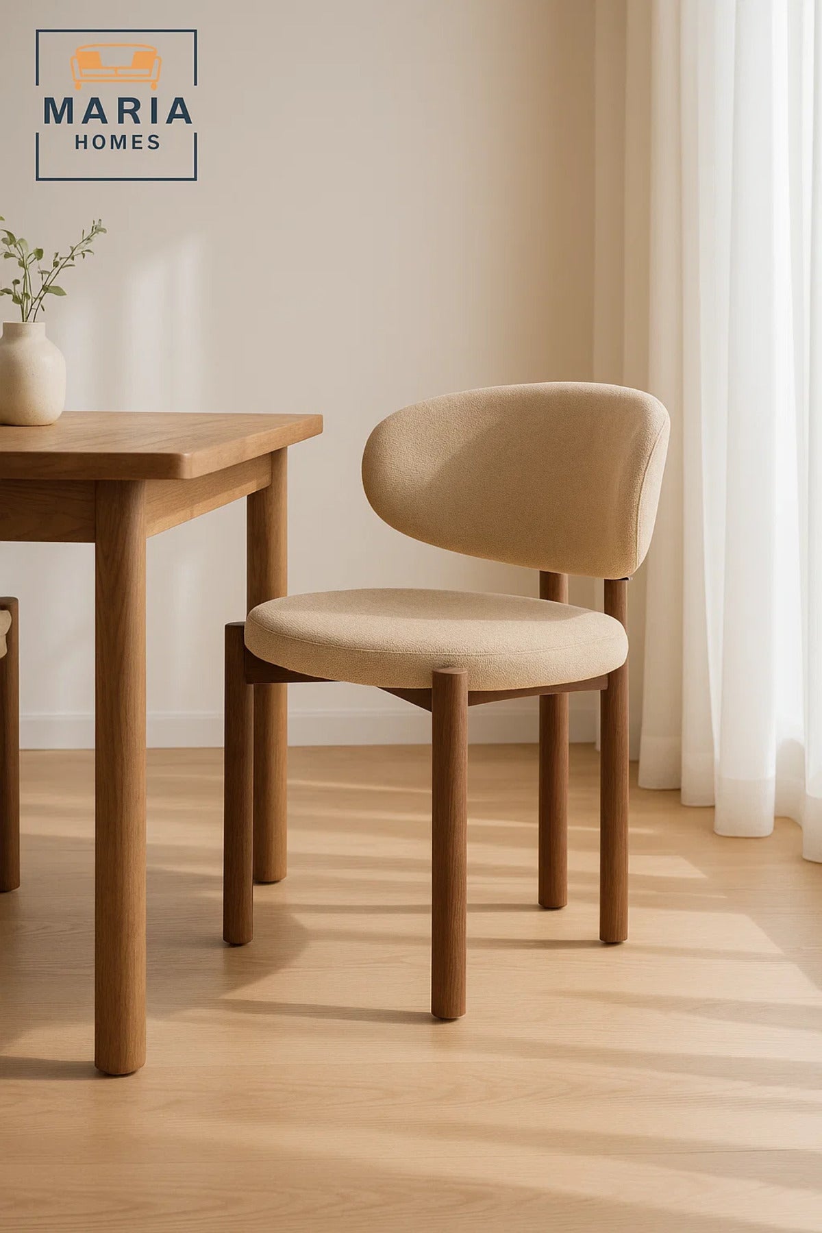 Modern Beige Accent Chair Ð Upholstered Lounge Chair with Walnut Base