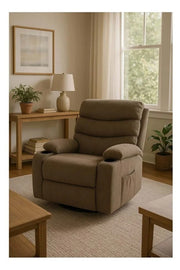 Brown Recliner Chair with Cup Holders Ð Soft Fabric, Swivel & Recline