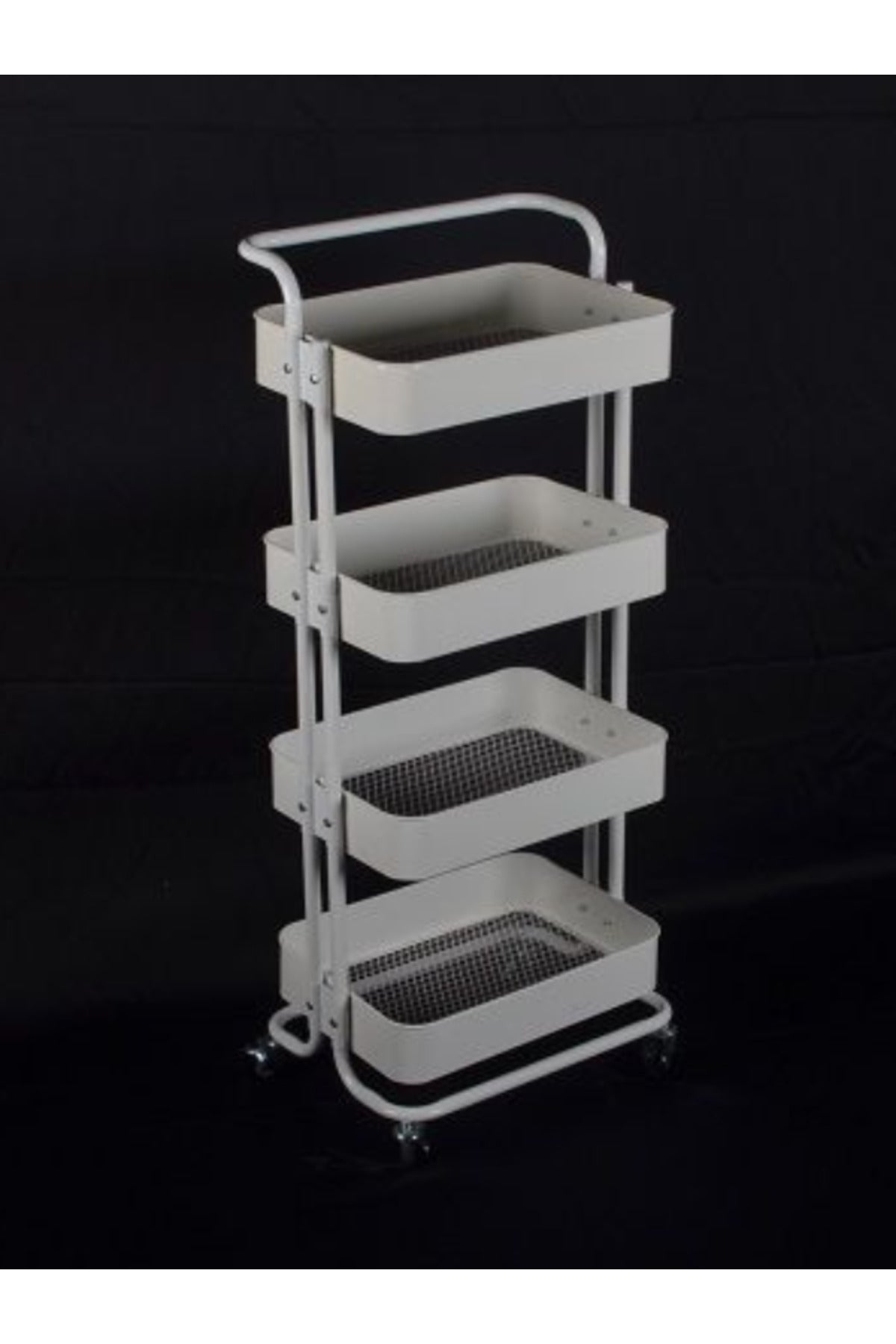 4-Layer White Metal Storage Trolley with Wheels Ð Multi-Purpose Rolling Organizer Cart