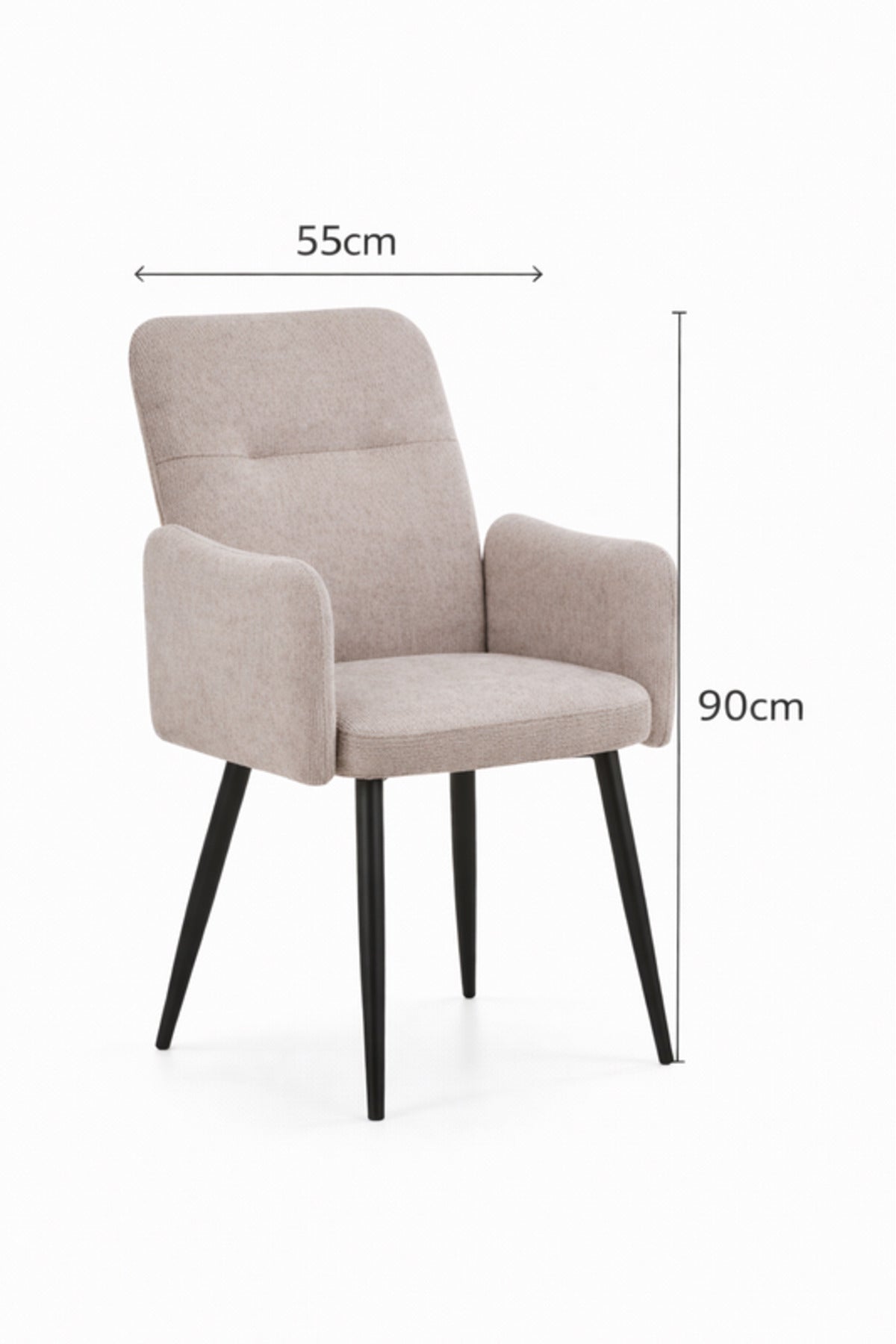 Beige Armchair with Black Metal Legs, 90x55x47 CM beige armchair Dining Room Chair