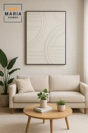 Modern 3D Wall Art Ð Beige Geometric Decorative Panel with Textured Arched Lines 120_80 cm